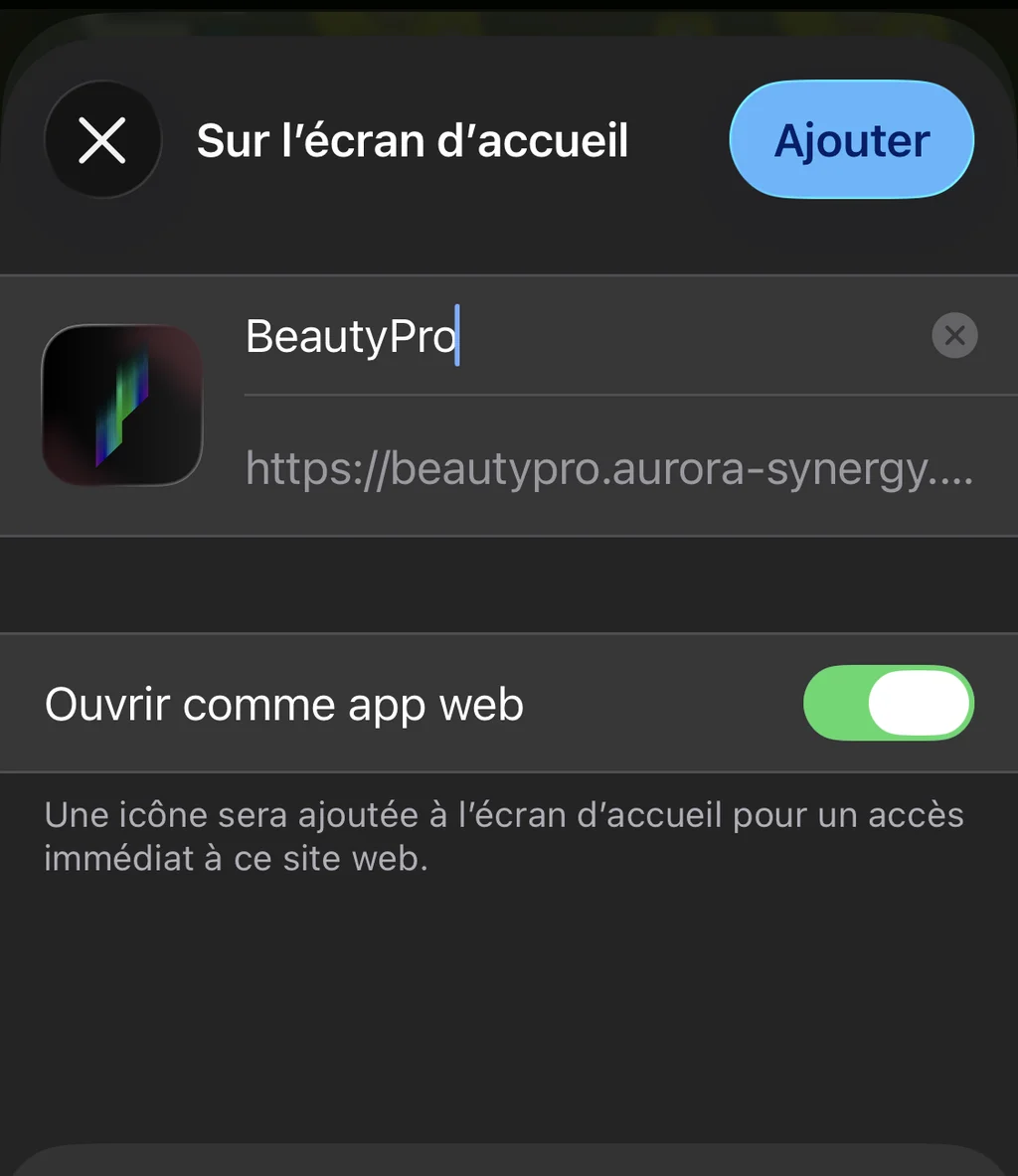 Capture d'écran de l'étape : Touchez « Ajouter » : c'est fait